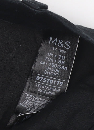 Marks and Spencer Women Black UK 10 Short Tailored Straight Trousers