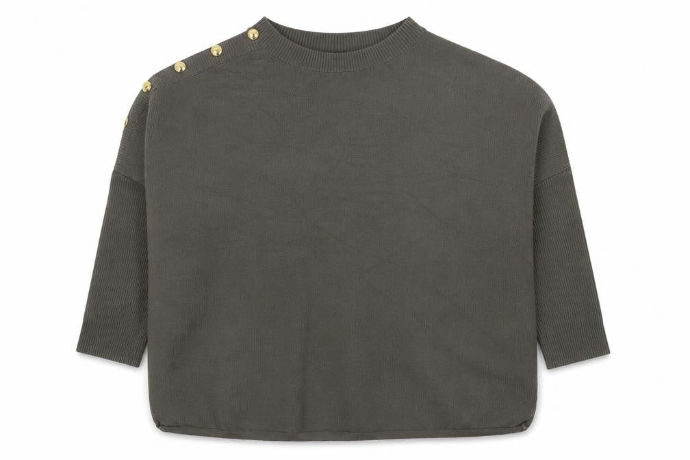 Barbour Women Green UK 10 Cotton Button Shoulder Crew Neck Jumper