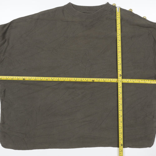 Barbour Women Green UK 10 Cotton Button Shoulder Crew Neck Jumper