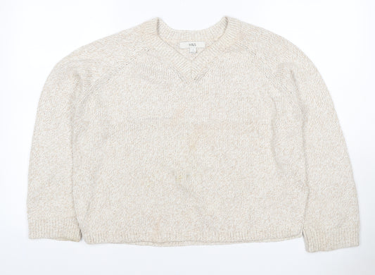 Marks and Spencer Women Ivory S Crew Neck Knit Raglan Jumper