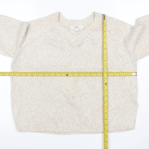 Marks and Spencer Women Ivory S Crew Neck Knit Raglan Jumper
