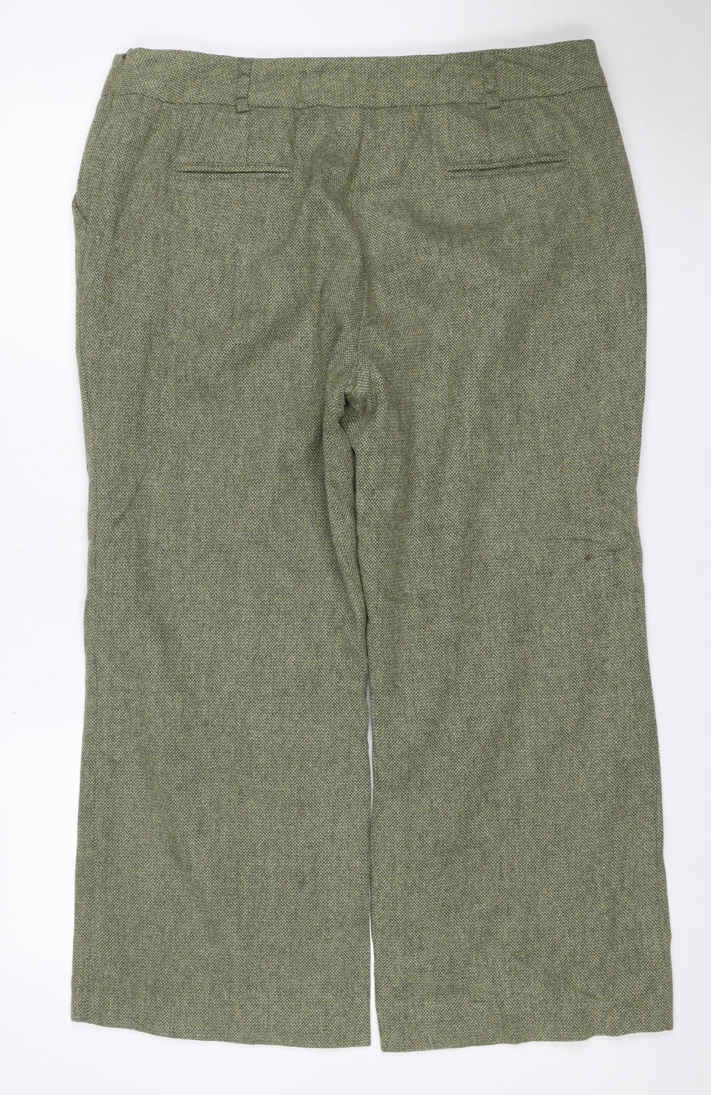 Per Una Speziale Women’s Green Wool Herringbone Trousers UK 18