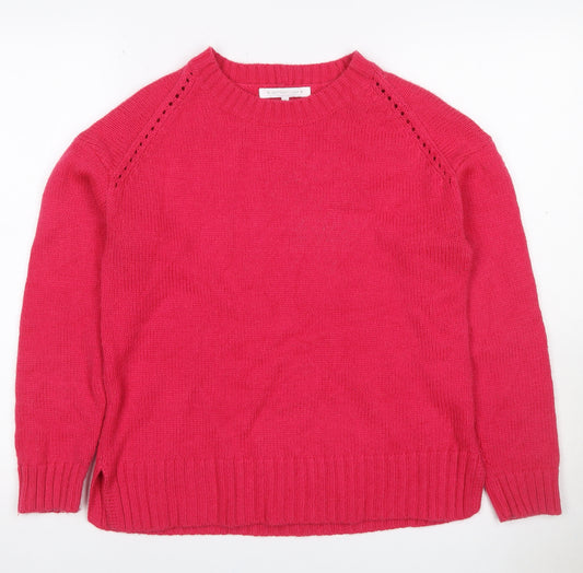 Next Women Pink Size 12 Pullover Crew Neck Raglan Knit Jumper