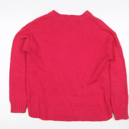 Next Women Pink Size 12 Pullover Crew Neck Raglan Knit Jumper