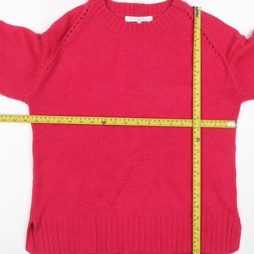 Next Women Pink Size 12 Pullover Crew Neck Raglan Knit Jumper