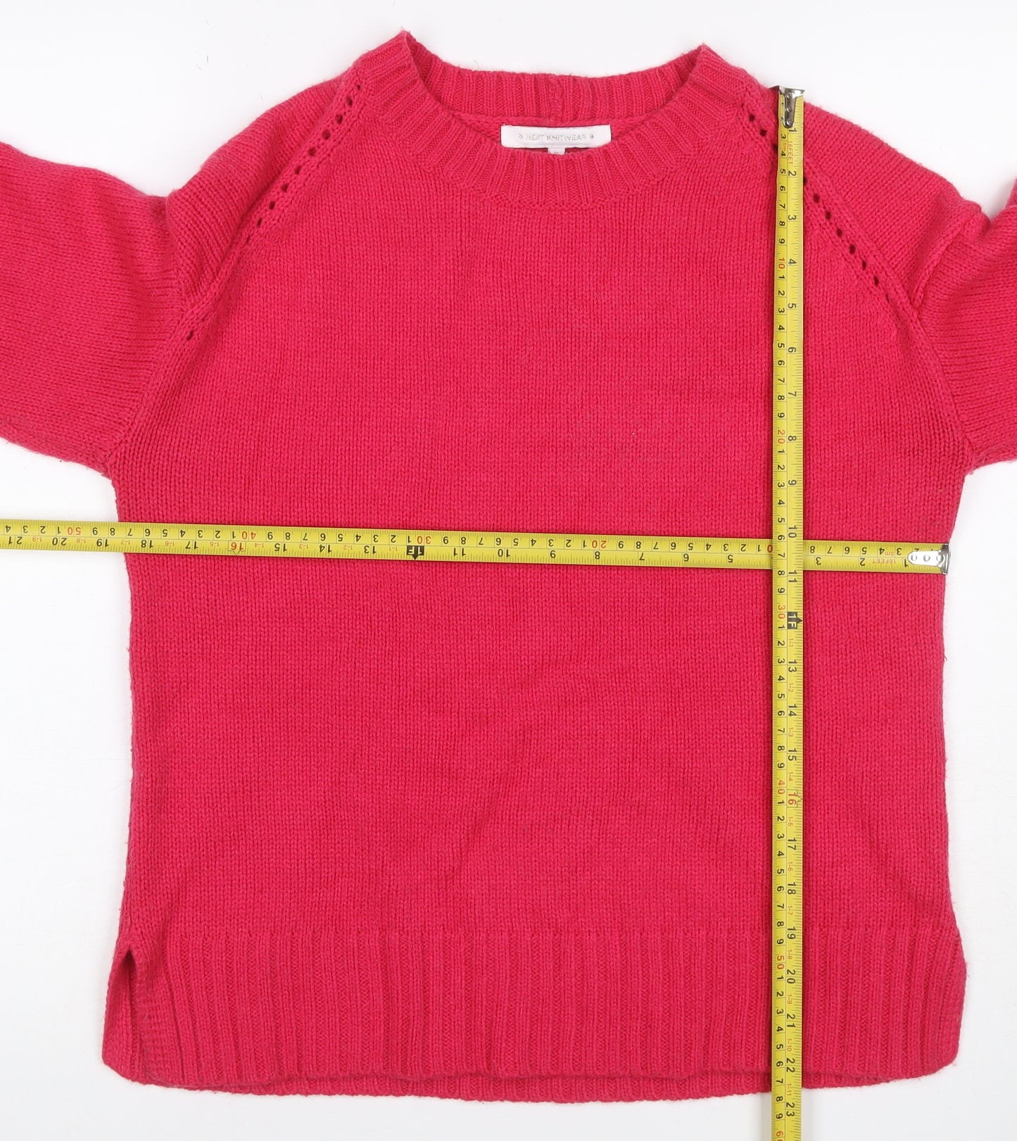 Next Women Pink Size 12 Pullover Crew Neck Raglan Knit Jumper