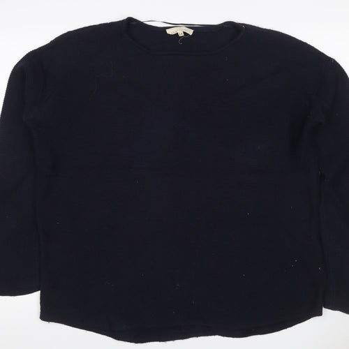 Cashmere Cornwall Women’s Navy Blue Wool Knit Jumper UK 14 Crew Neck