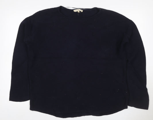 Cashmere Cornwall Women’s Navy Blue Wool Knit Jumper UK 14 Crew Neck