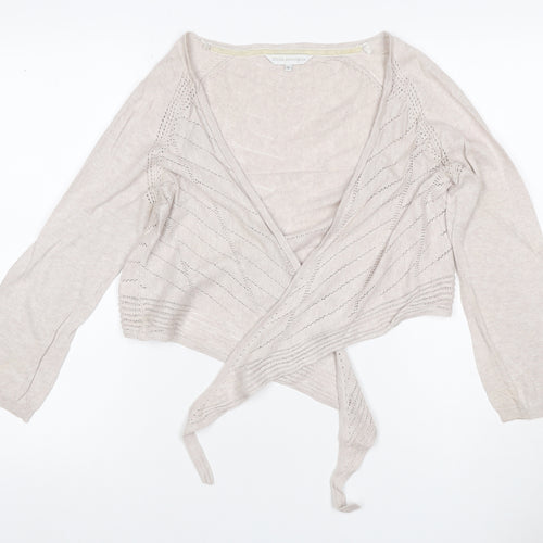 Rocha John Rocha Women Ivory Size 14 Open-Knit Tie Wrap Cardigan