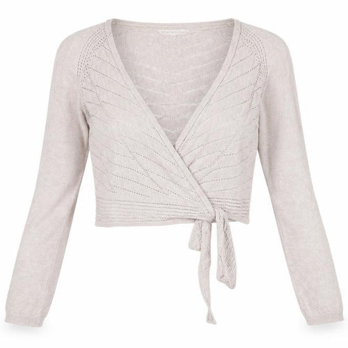 Rocha John Rocha Women Ivory Size 14 Open-Knit Tie Wrap Cardigan