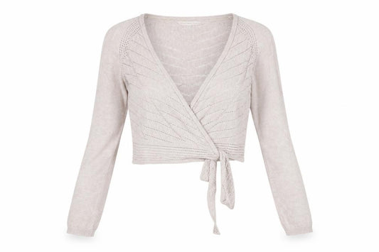 Rocha John Rocha Women Ivory Size 14 Open-Knit Tie Wrap Cardigan