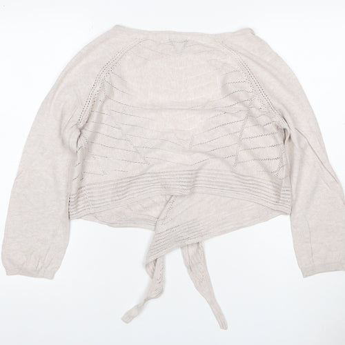 Rocha John Rocha Women Ivory Size 14 Open-Knit Tie Wrap Cardigan
