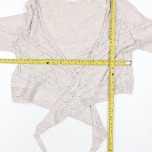 Rocha John Rocha Women Ivory Size 14 Open-Knit Tie Wrap Cardigan