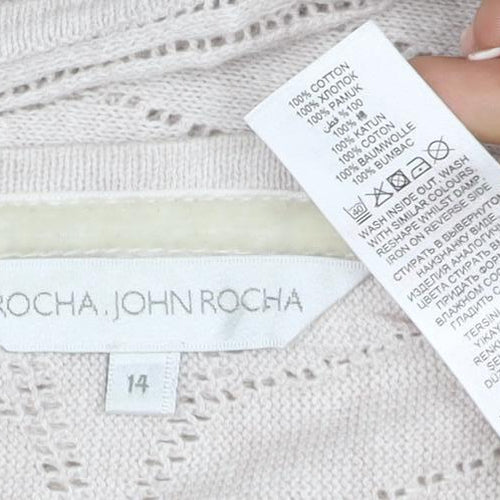 Rocha John Rocha Women Ivory Size 14 Open-Knit Tie Wrap Cardigan