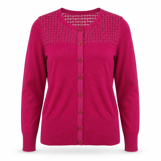 Jasper Conran Women’s Pink Size 14 Crochet Knit Button Cardigan