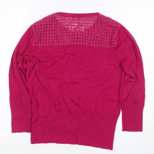 Jasper Conran Women’s Pink Size 14 Crochet Knit Button Cardigan