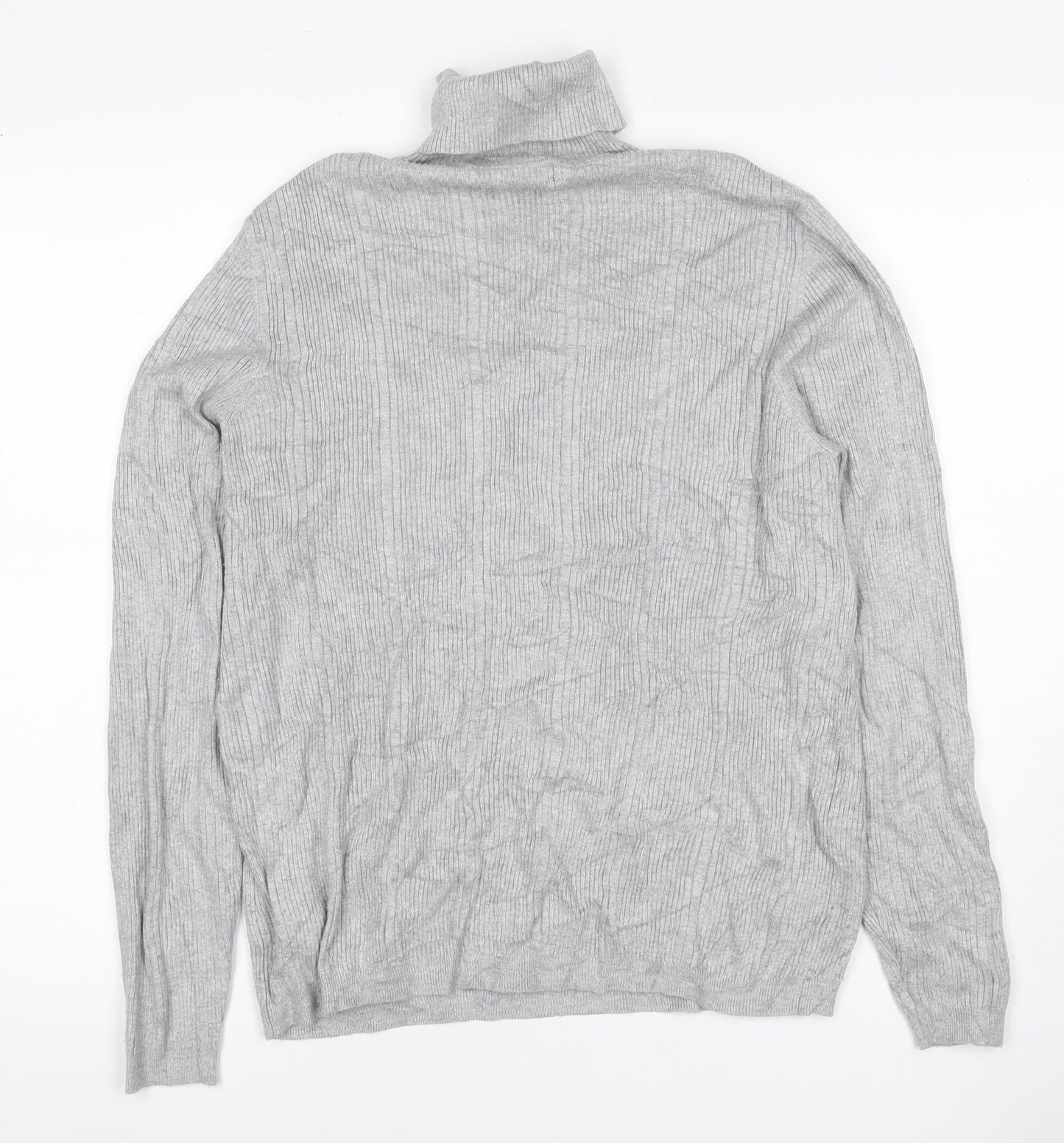 Marks & Spencer Women Grey UK 12 Ribbed Roll Neck Jumper
