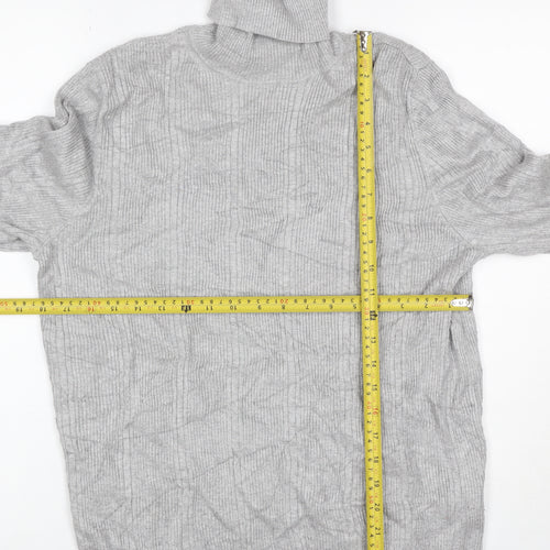 Marks & Spencer Women Grey UK 12 Ribbed Roll Neck Jumper