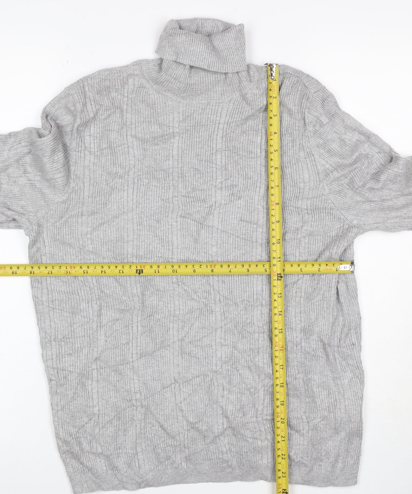 Marks & Spencer Women Grey UK 12 Ribbed Roll Neck Jumper
