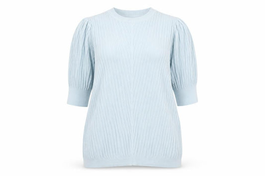 Marks & Spencer Women Blue UK 16 Tunic Jumper Rib Knit Puff Sleeve