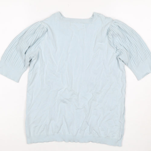 Marks & Spencer Women Blue UK 16 Tunic Jumper Rib Knit Puff Sleeve