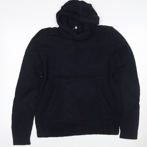 Reiss Men’s Navy Hooded Knit Pullover Jumper Size S Wool Cashmere Blend