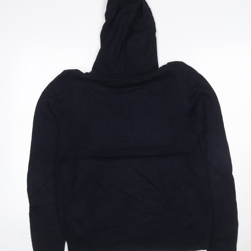 Reiss Men’s Navy Hooded Knit Pullover Jumper Size S Wool Cashmere Blend
