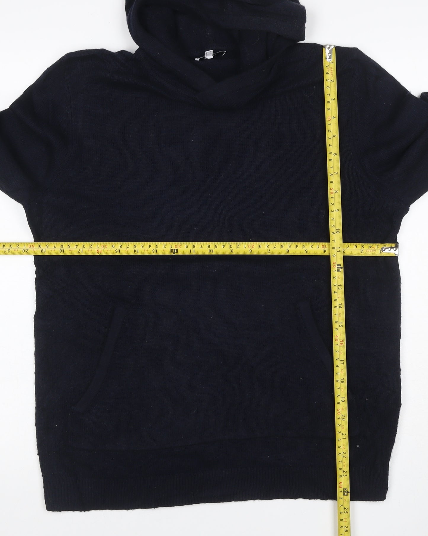 Reiss Men’s Navy Hooded Knit Pullover Jumper Size S Wool Cashmere Blend