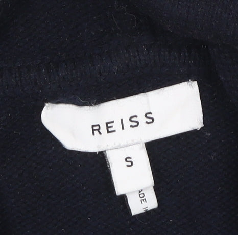 Reiss Men’s Navy Hooded Knit Pullover Jumper Size S Wool Cashmere Blend