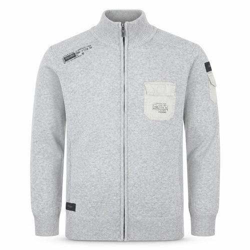 Dissident Men's Grey M Full Zip High Neck Knit Jumper Pocket Logo
