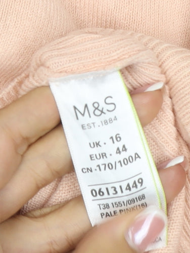 Marks and Spencer Women’s Pale Pink UK 16 Crew Neck Pullover Jumper