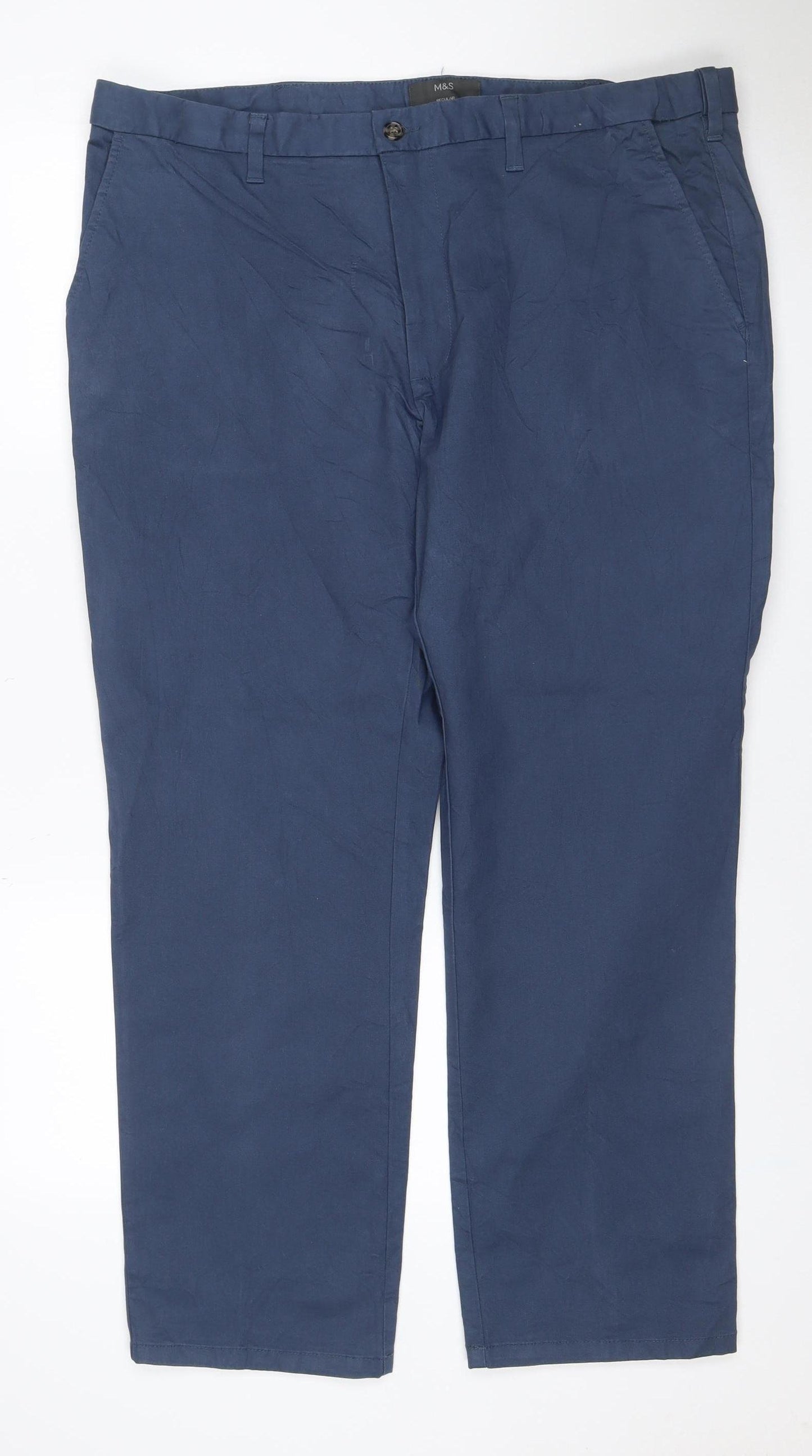 Marks and Spencer Men’s Blue 40W 29L Regular Fit Chino Trousers
