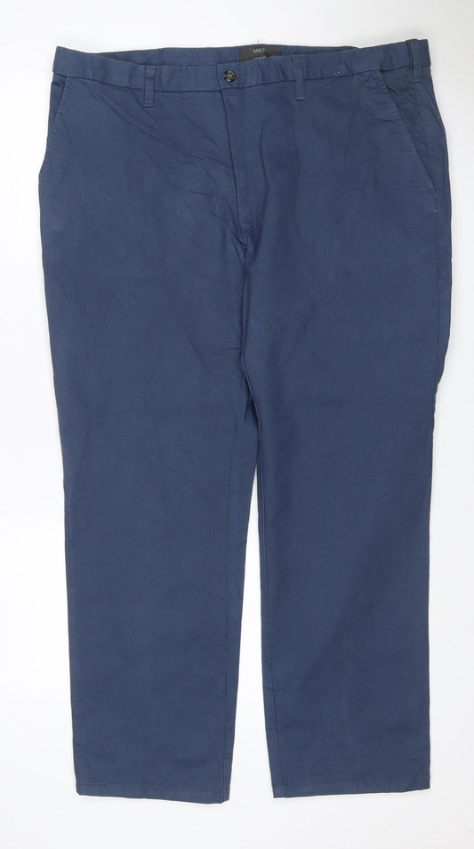 Marks and Spencer Men’s Blue 40W 29L Regular Fit Chino Trousers
