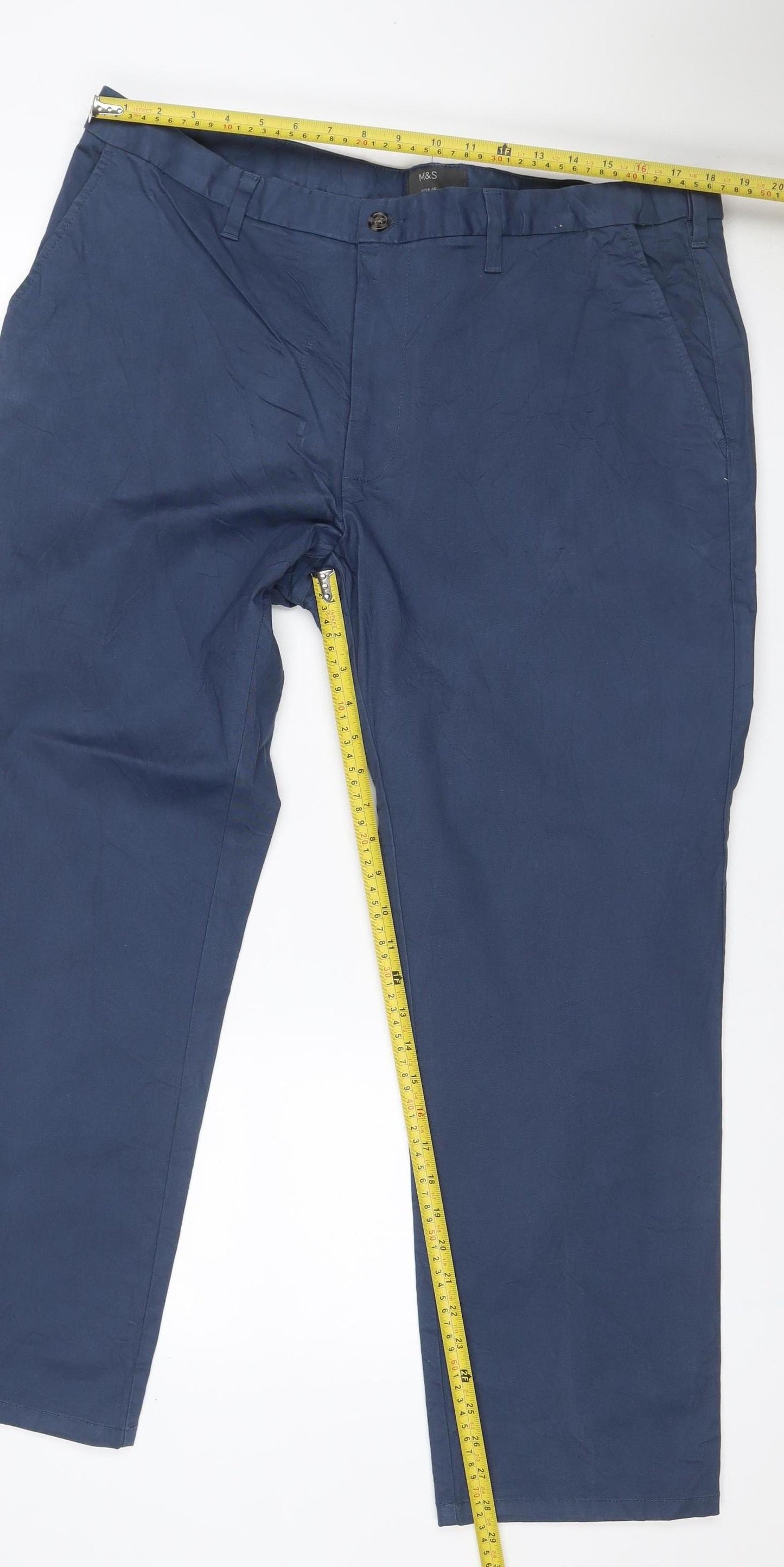 Marks and Spencer Men’s Blue 40W 29L Regular Fit Chino Trousers