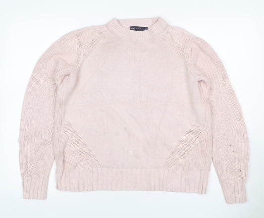 Marks and Spencer Women Pink S Cable Knit Mock Neck Jumper