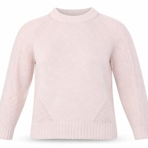 Marks and Spencer Women Pink S Cable Knit Mock Neck Jumper