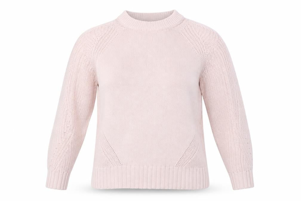 Marks and Spencer Women Pink S Cable Knit Mock Neck Jumper