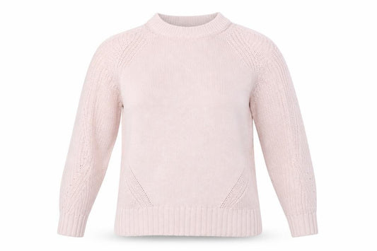 Marks and Spencer Women Pink S Cable Knit Mock Neck Jumper