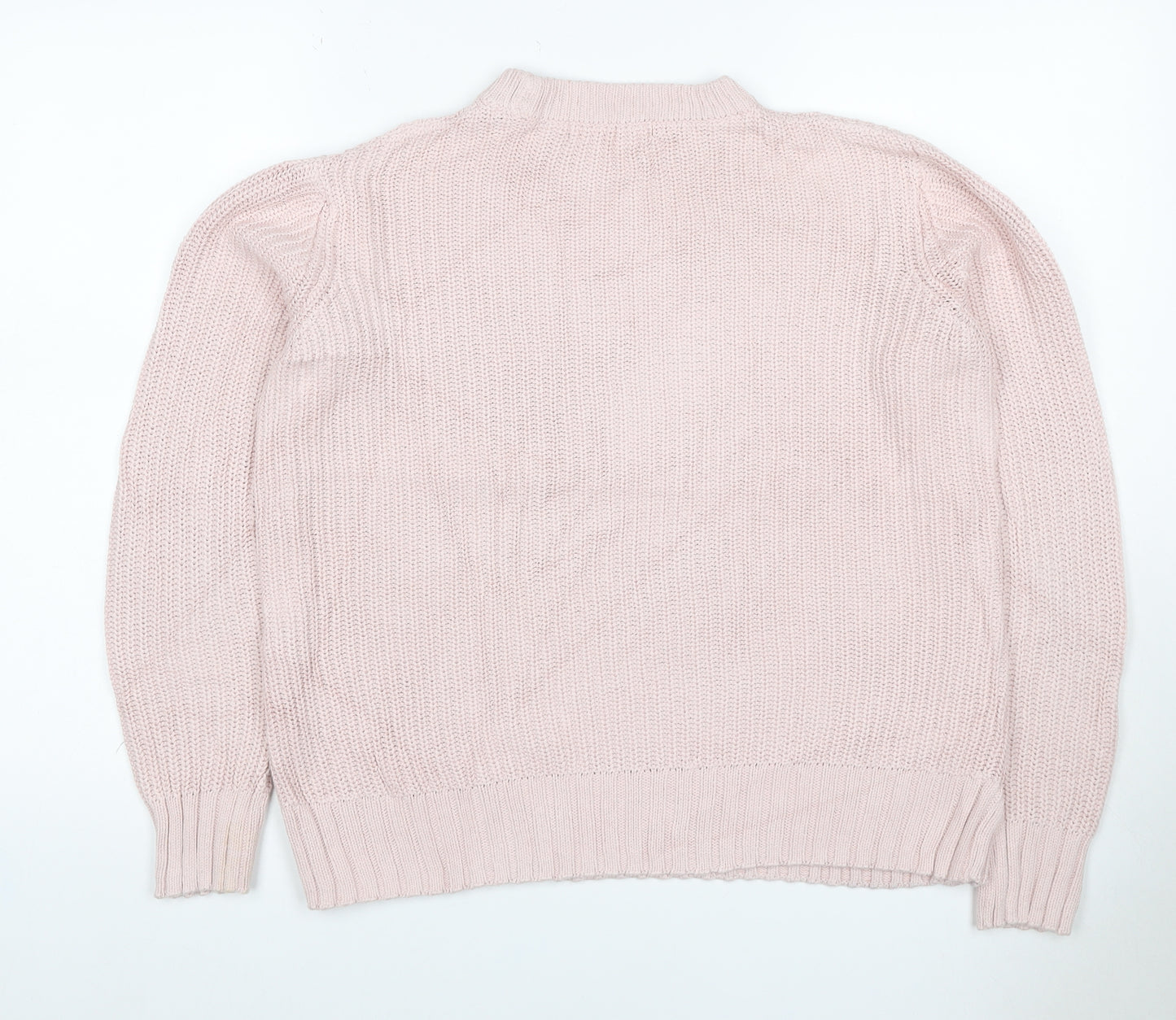 Marks and Spencer Women Pink S Cable Knit Mock Neck Jumper