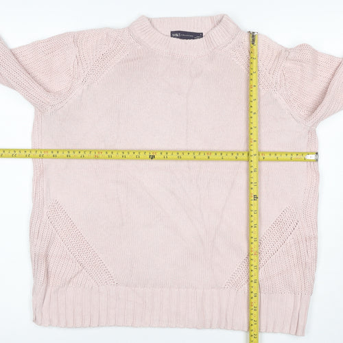 Marks and Spencer Women Pink S Cable Knit Mock Neck Jumper