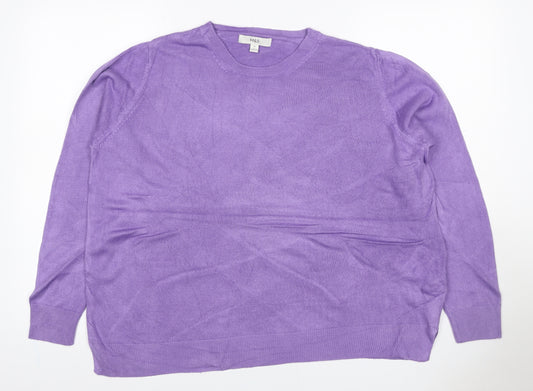 Marks & Spencer Women Purple Cashmere Crew Neck Jumper Size 18