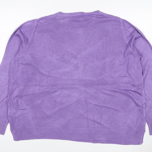 Marks & Spencer Women Purple Cashmere Crew Neck Jumper Size 18