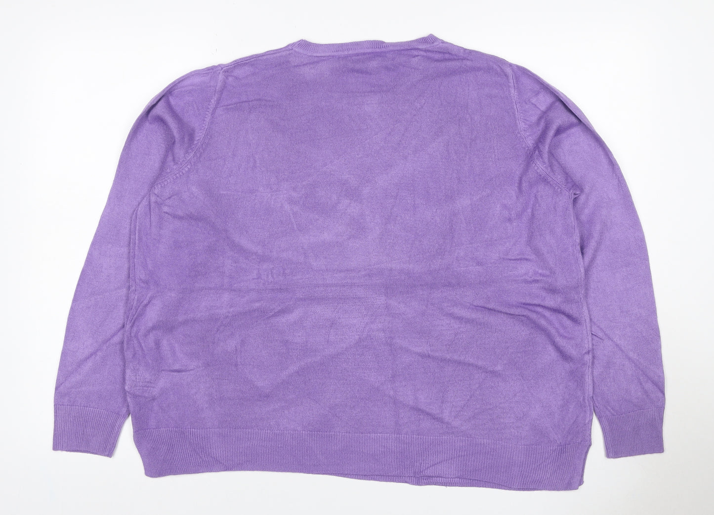 Marks & Spencer Women Purple Cashmere Crew Neck Jumper Size 18