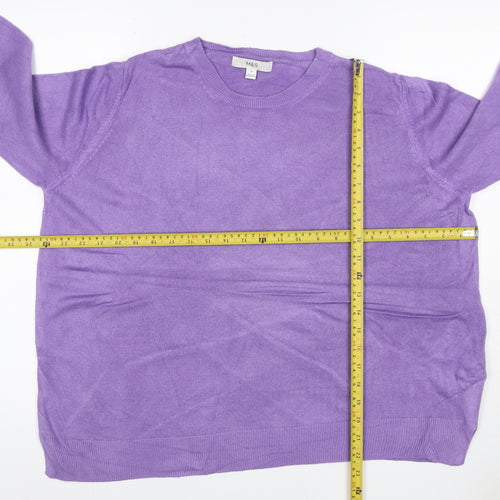 Marks & Spencer Women Purple Cashmere Crew Neck Jumper Size 18