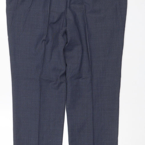 Marks and Spencer Men's Blue 38W 31L Tailored Fit Wool Dress Trousers