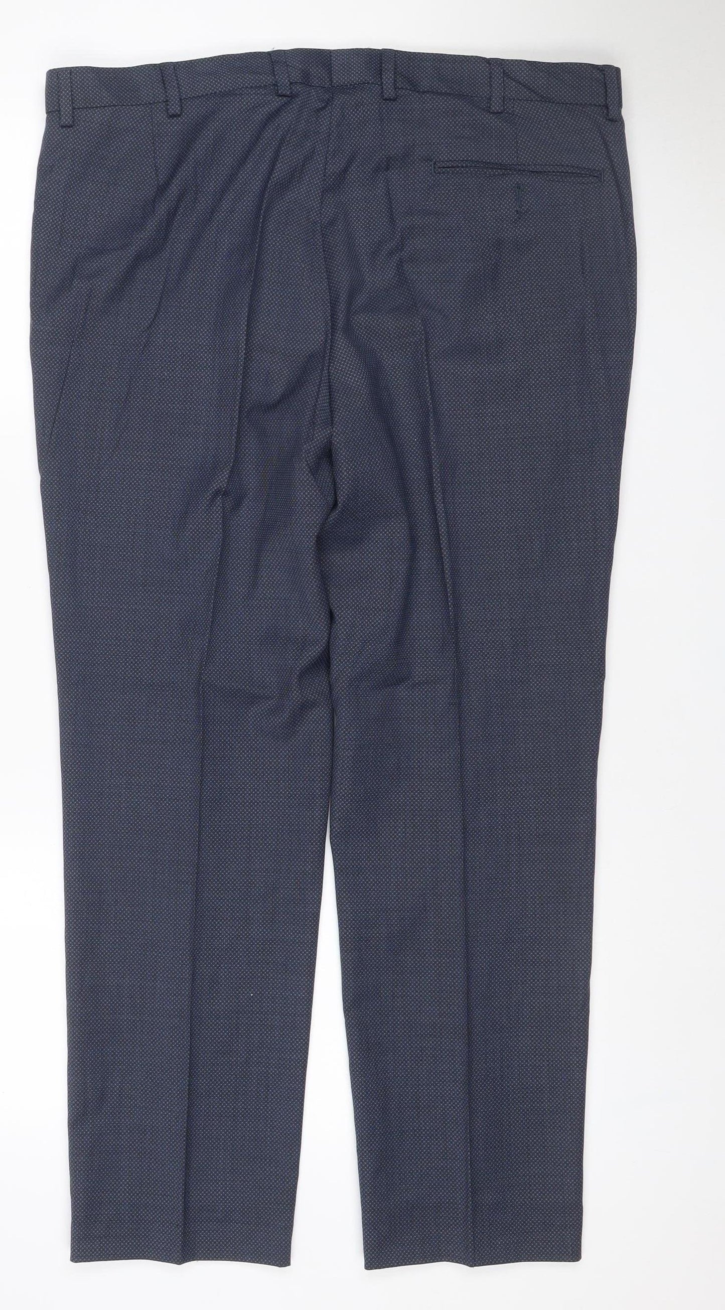 Marks and Spencer Men's Blue 38W 31L Tailored Fit Wool Dress Trousers