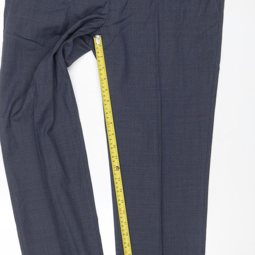 Marks and Spencer Men's Blue 38W 31L Tailored Fit Wool Dress Trousers