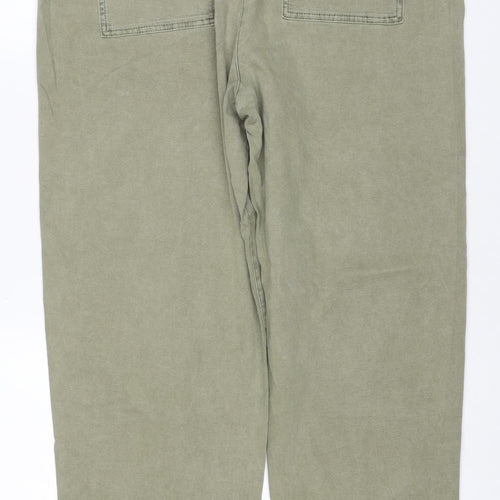 Marks and Spencer Women Green UK 18 Long Straight Cotton Rich Cargo Trousers