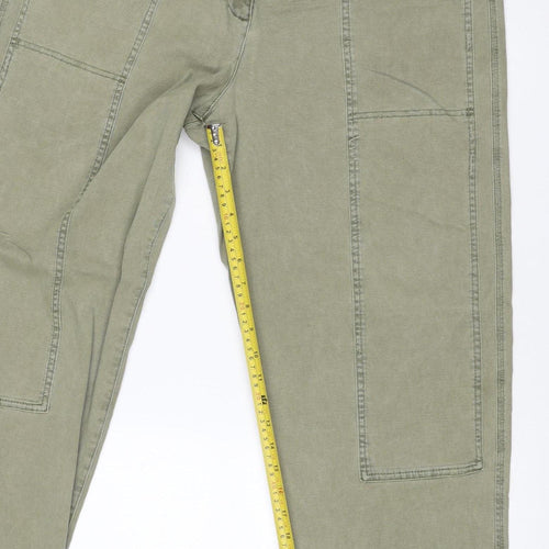 Marks and Spencer Women Green UK 18 Long Straight Cotton Rich Cargo Trousers