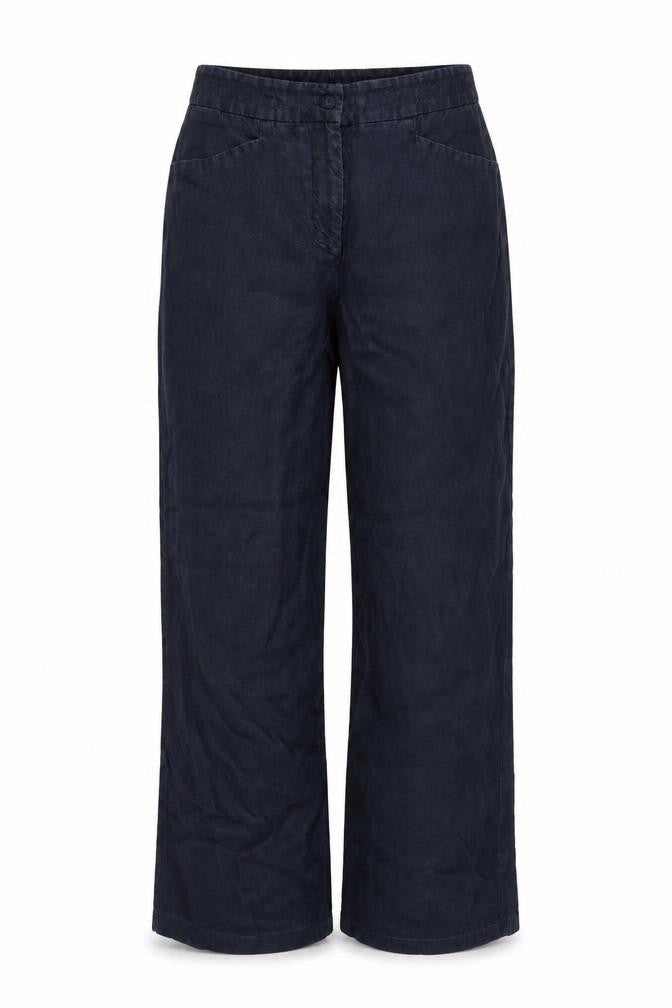 Front view of Giorgio Armani Women Waist 28 Blue Wide-Leg Flat Front Trousers